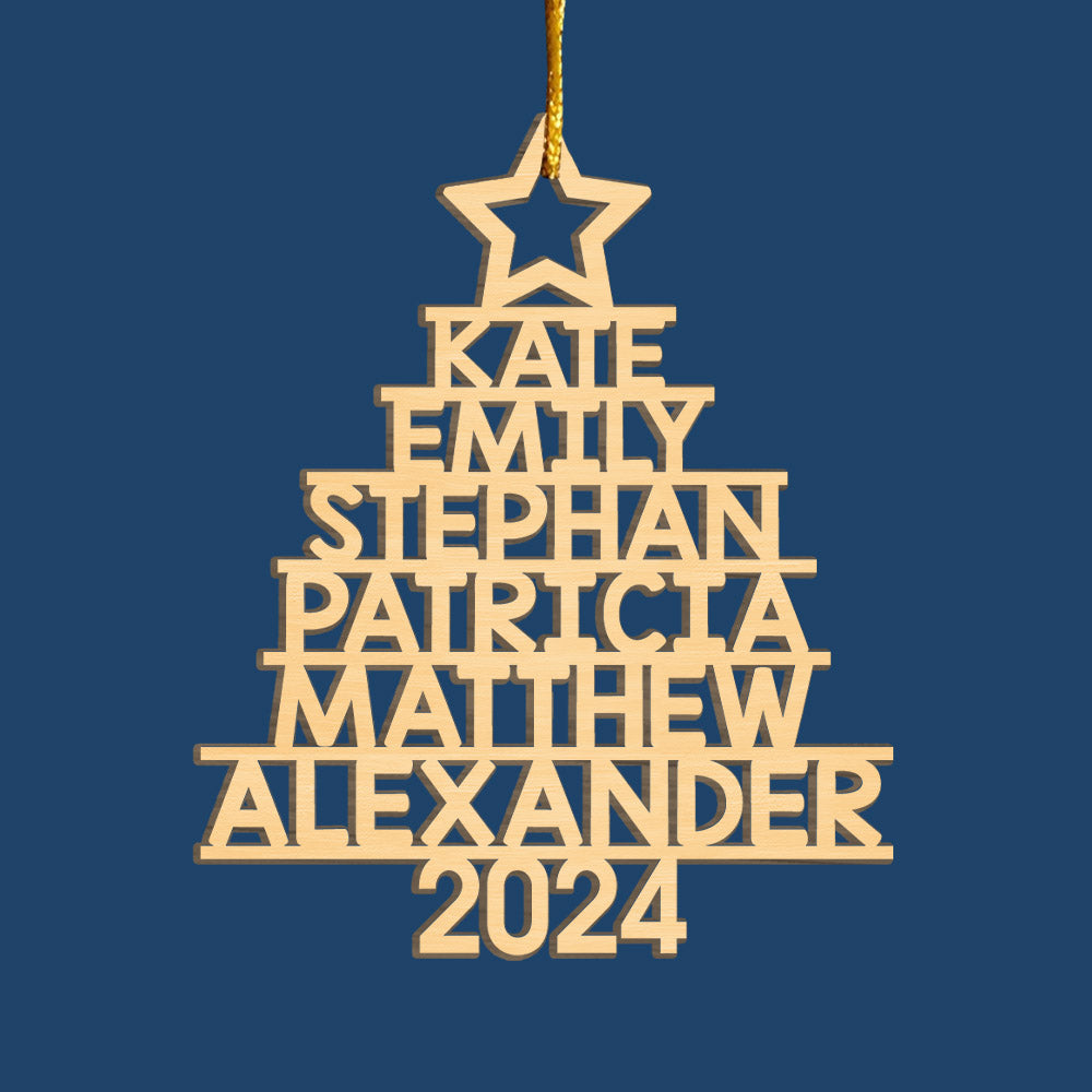 Family Christmas Tree - Family Personalized Custom Ornament - Wood Custom Shaped - Christmas Gift For Family Members
