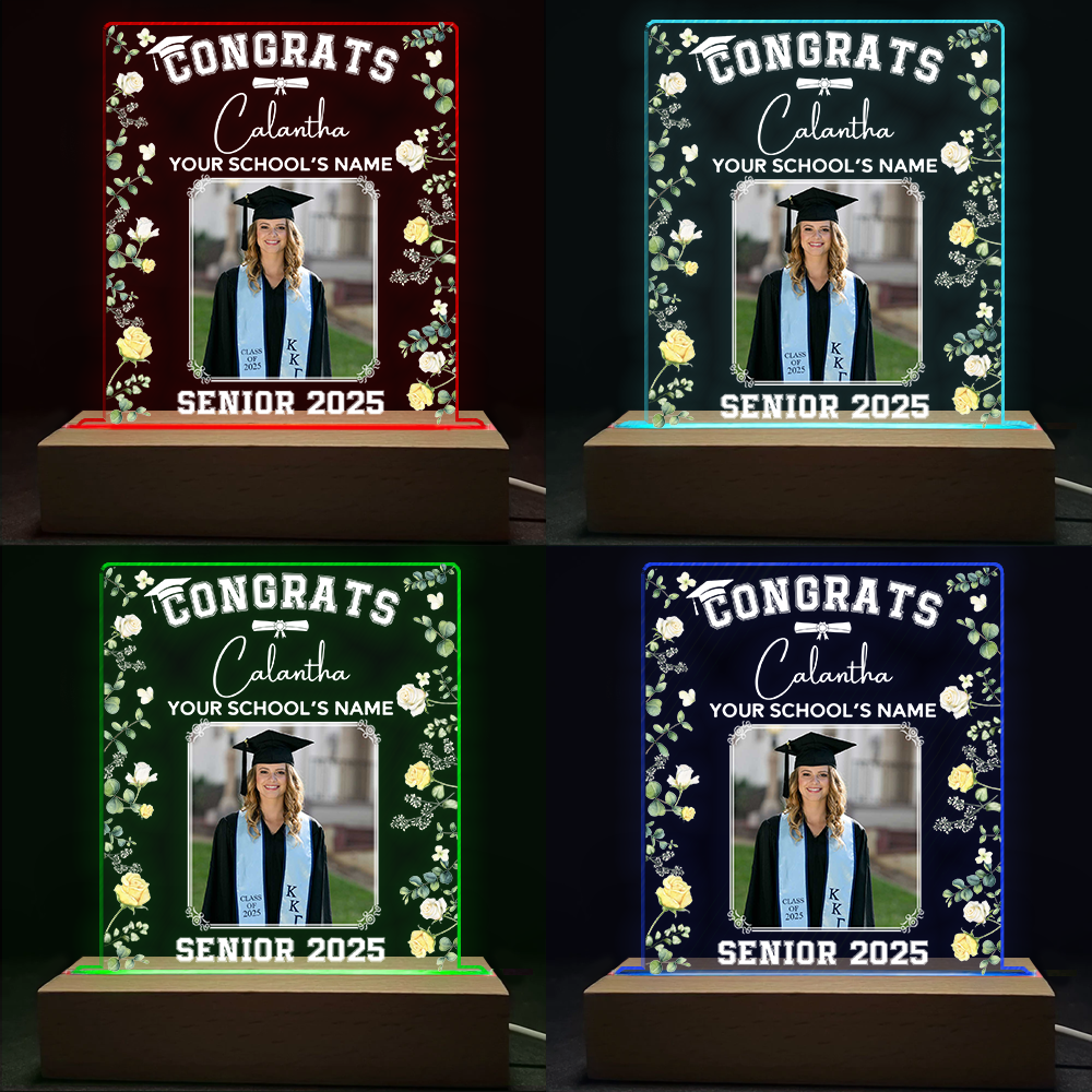 Personalized Graduation 3D Led Light Wooden Base Class of 2025 Senior Gift K1702