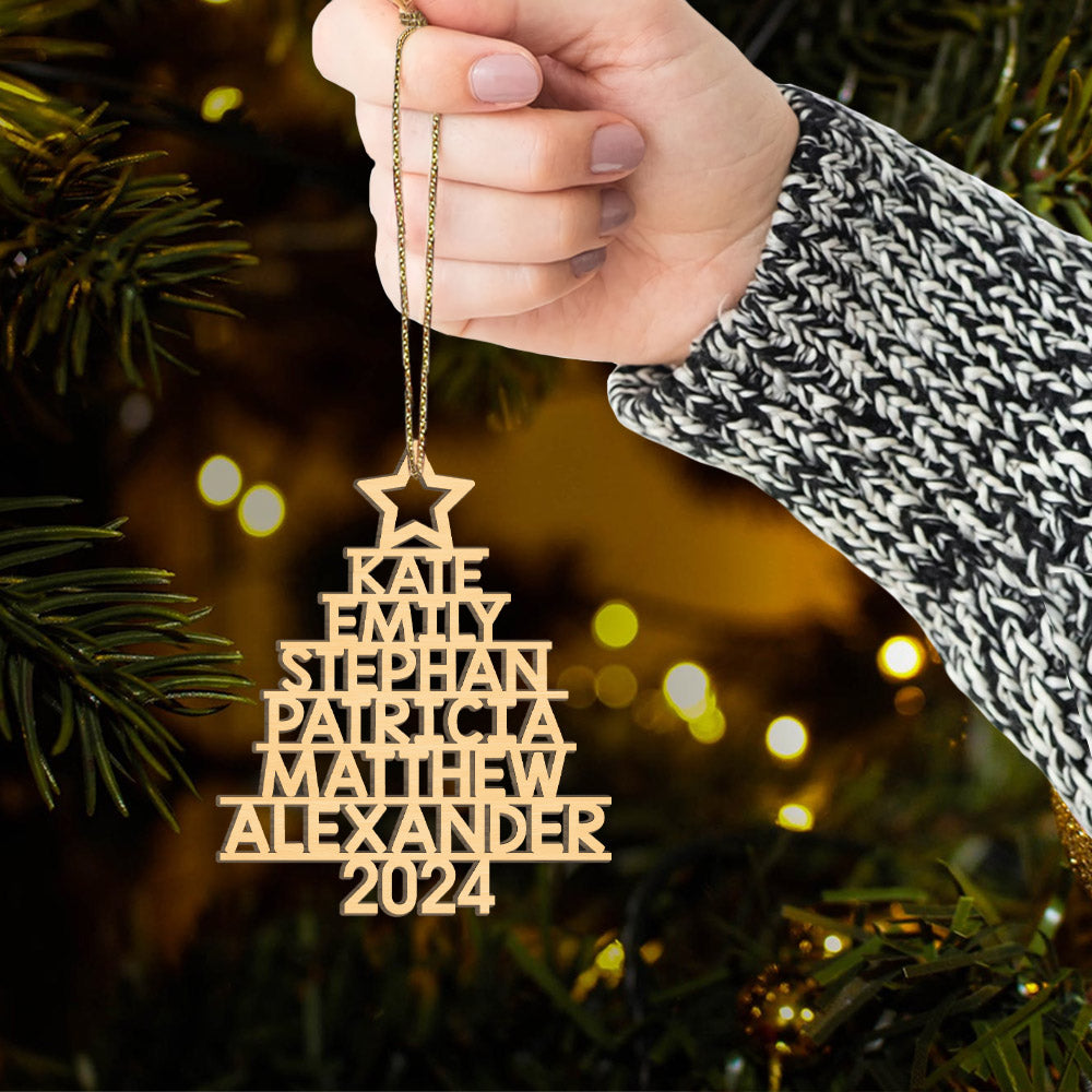 Family Christmas Tree - Family Personalized Custom Ornament - Wood Custom Shaped - Christmas Gift For Family Members
