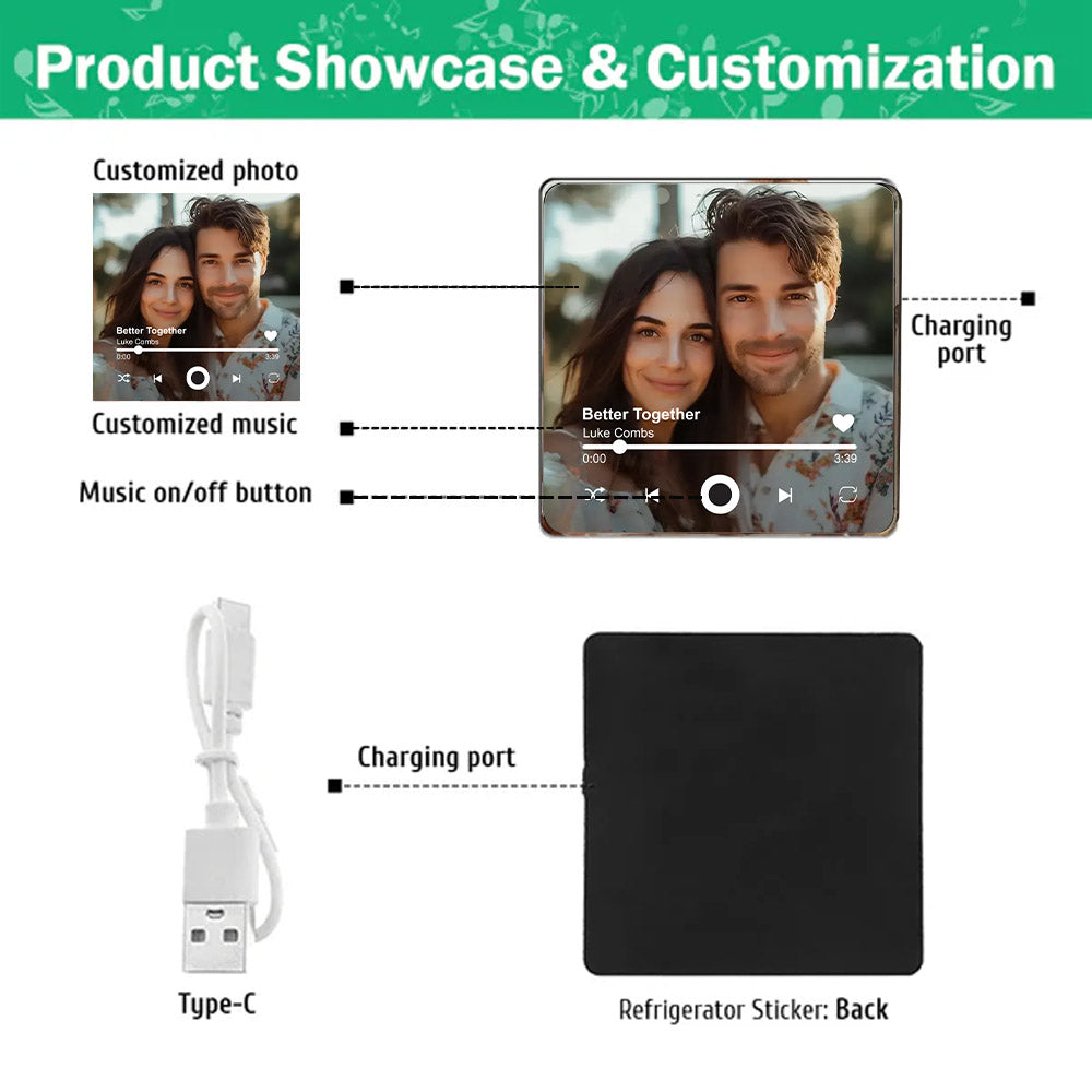 Custom Music Song Magnet Personalized Photo Album Fridge Magnet Music Gift for Couple Custom Photo and Music Magnet Anniversary Gift for Him