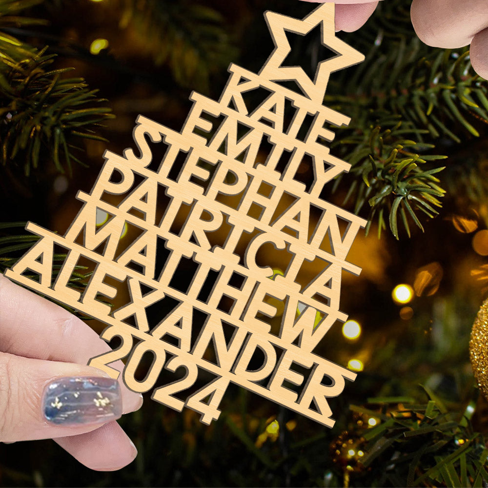 Family Christmas Tree - Family Personalized Custom Ornament - Wood Custom Shaped - Christmas Gift For Family Members