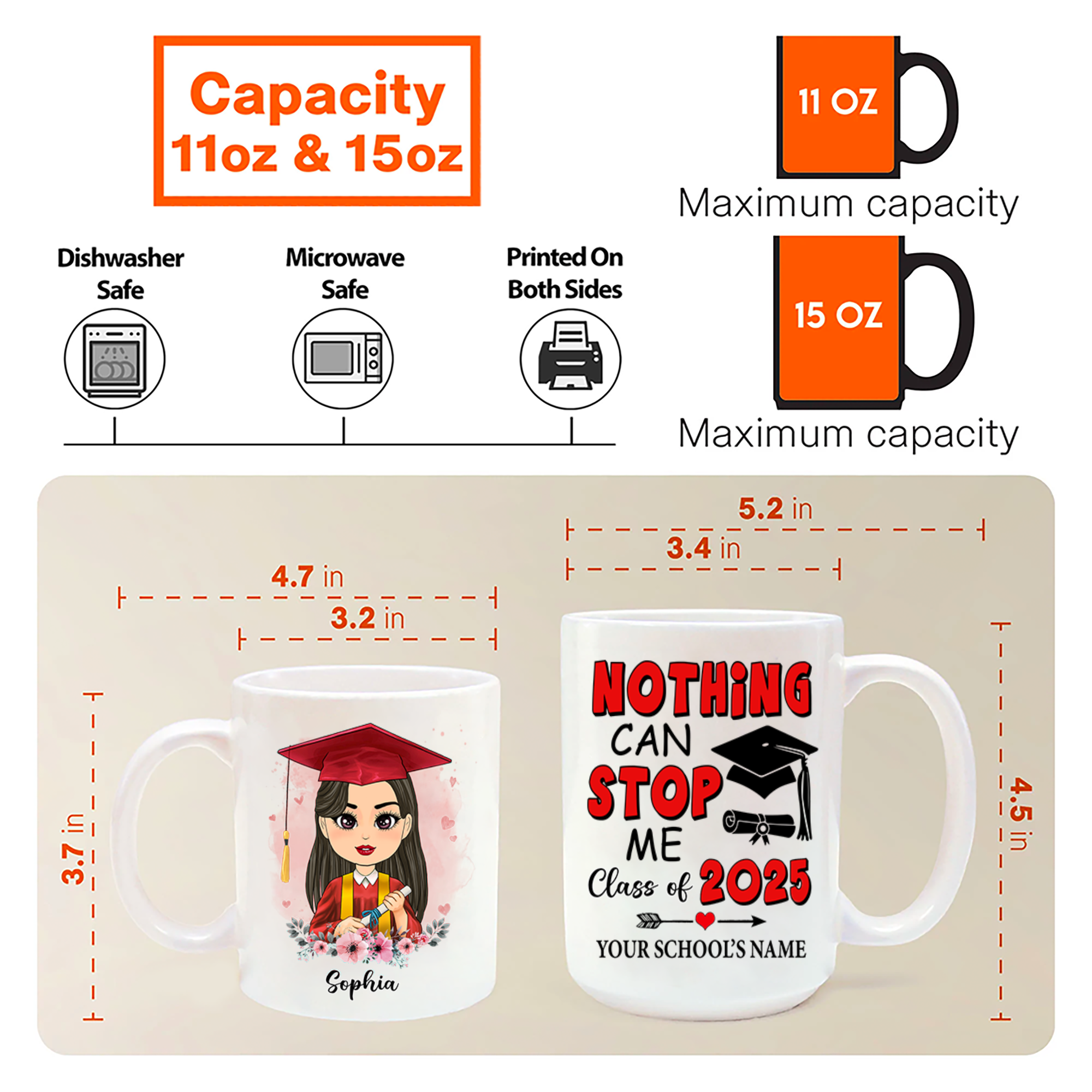 Nothing Can Stop Me Class Of 2025 Personalized Mug Graduation Gift K1702