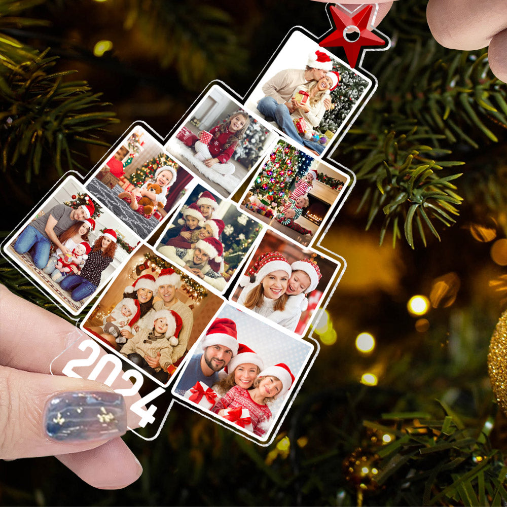 Photo Family Tree Christmas - Personalized Acrylic Photo Ornament