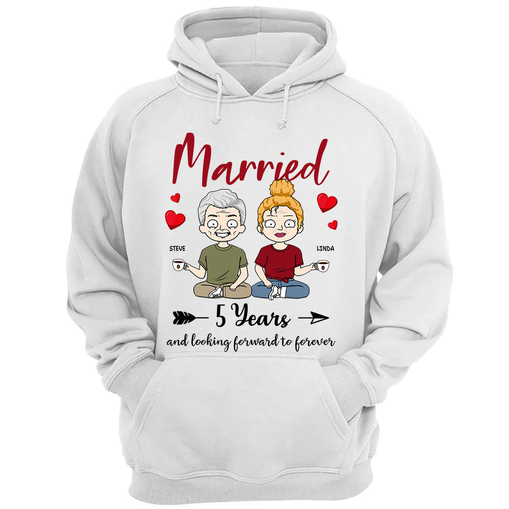 Married Since Year And Looking Forward To Forever Personalized Shirt For Couple Wife Husband