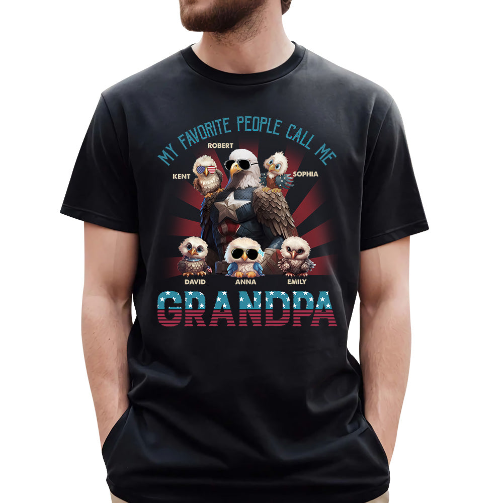 My Favorite Papa Eagle With Grandkids Personalized Patriotic Bald Eagle Shirt
