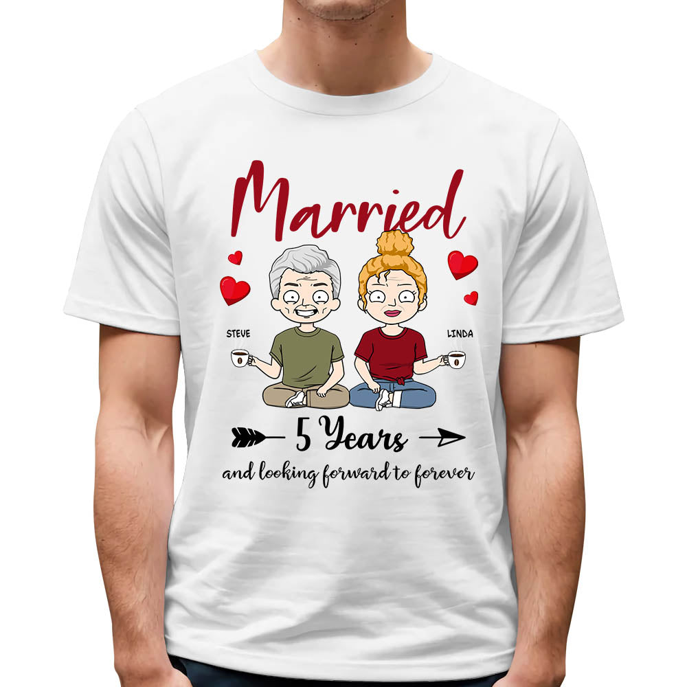 Married Since Year And Looking Forward To Forever Personalized Shirt For Couple Wife Husband