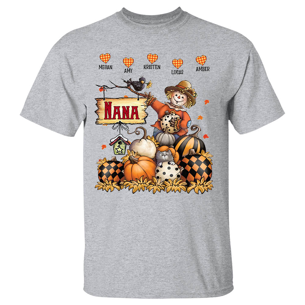Nana Autumn Scarecrow Personalized Shirt For Grandmas