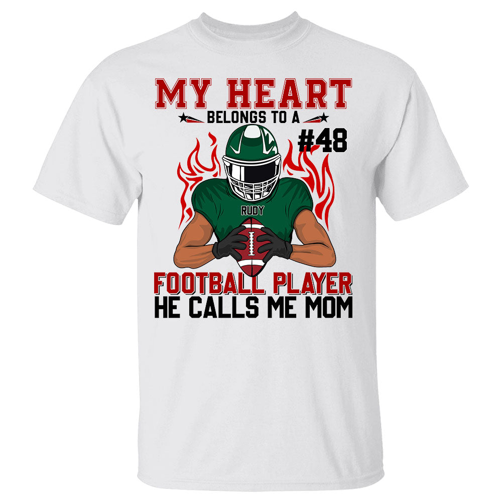 My Heart Belongs To A Football Player Personalized Shirt Gift For Football Mom Football Lovers