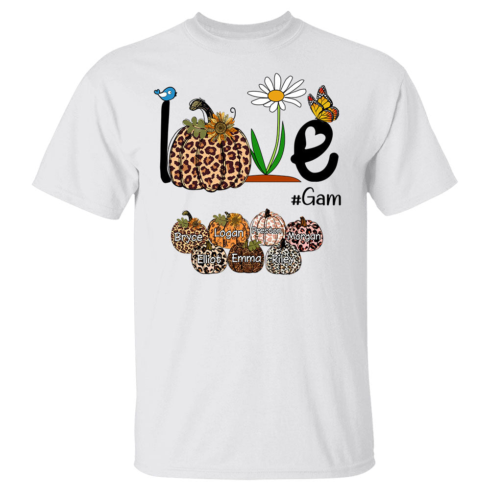 Personalized Love Nana Life Pumpkin Leopard Shirt, Grandma Autumn Custom Shirt