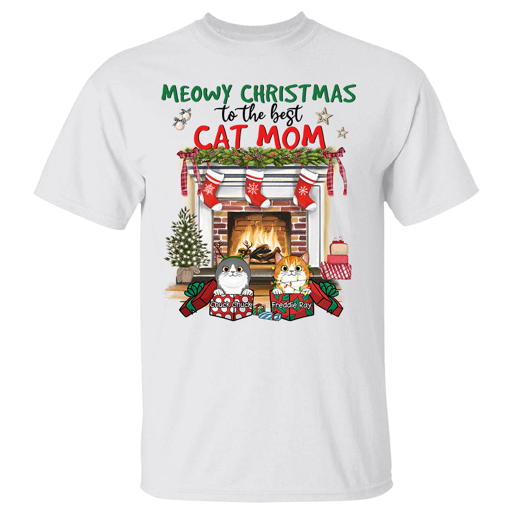 Meowy Christmas To The Best Cat Mom Personalized Christmas Shirt
