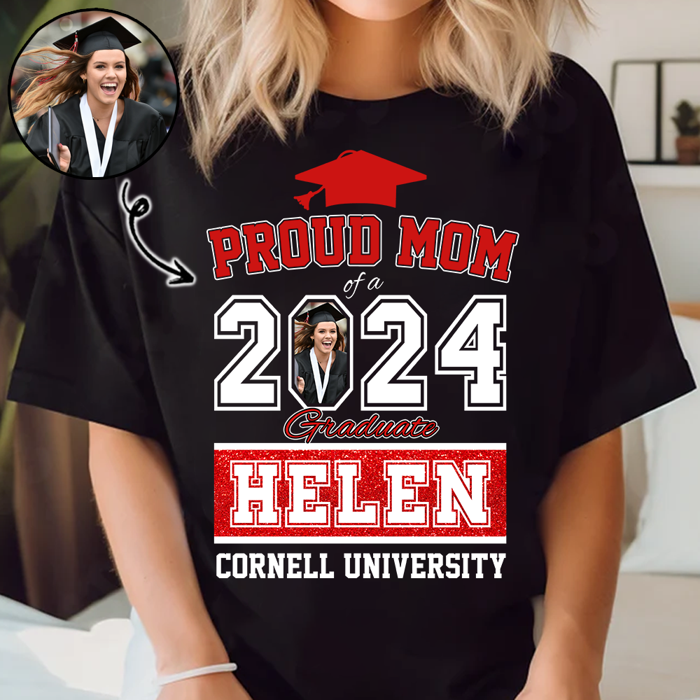 Proud Mom of a 2025 Graduate Shirt, Custom Photo For Family