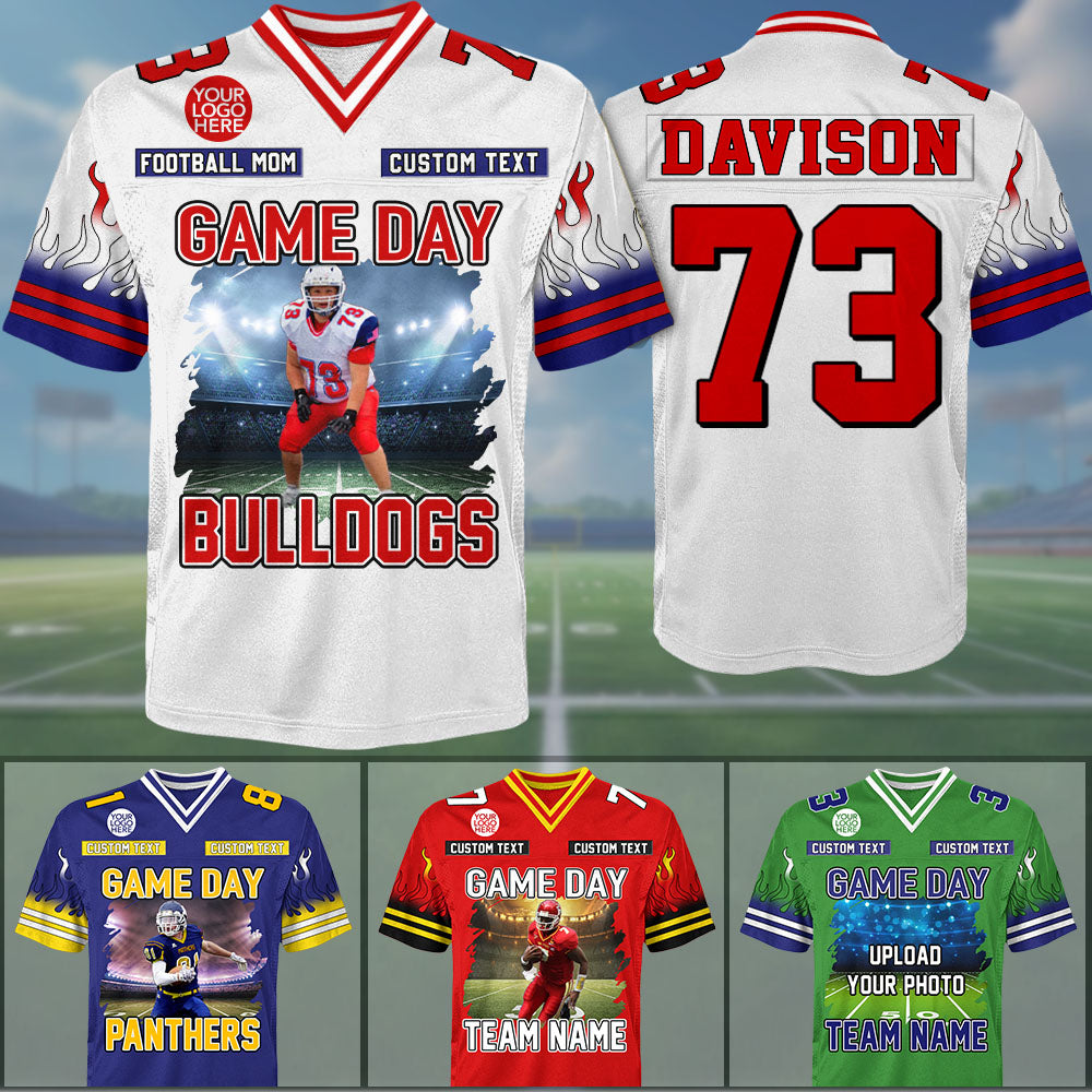 Custom Photo Football Game Day Football Jersey Gift For Football Lovers - Personalized Gift For Football Player K1702