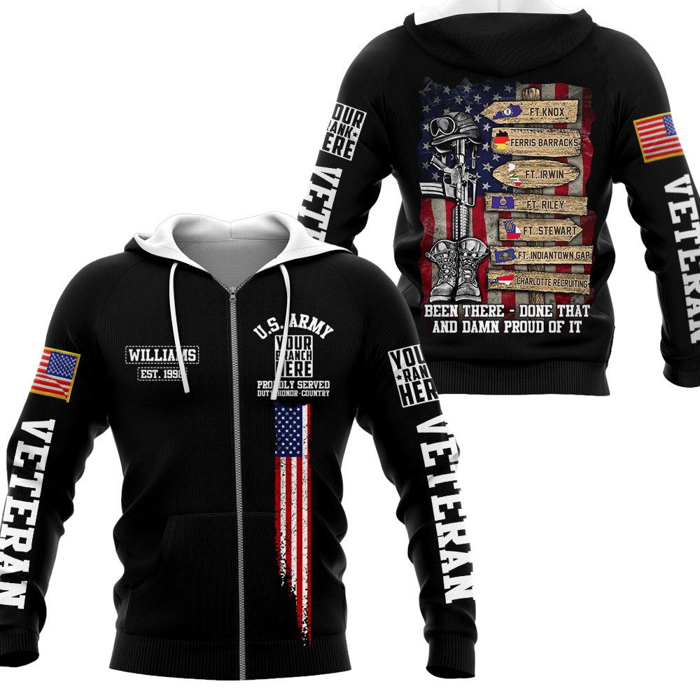 US Veteran World Tour Custom Branch Rank Location Personalized All Over Print Shirt For Veteran H2511