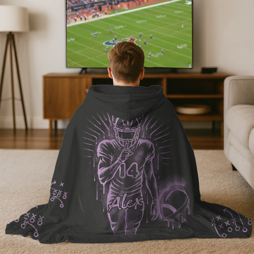 Personalized Bleach Style Football Player Blanket Hoodie A2110 Pt99