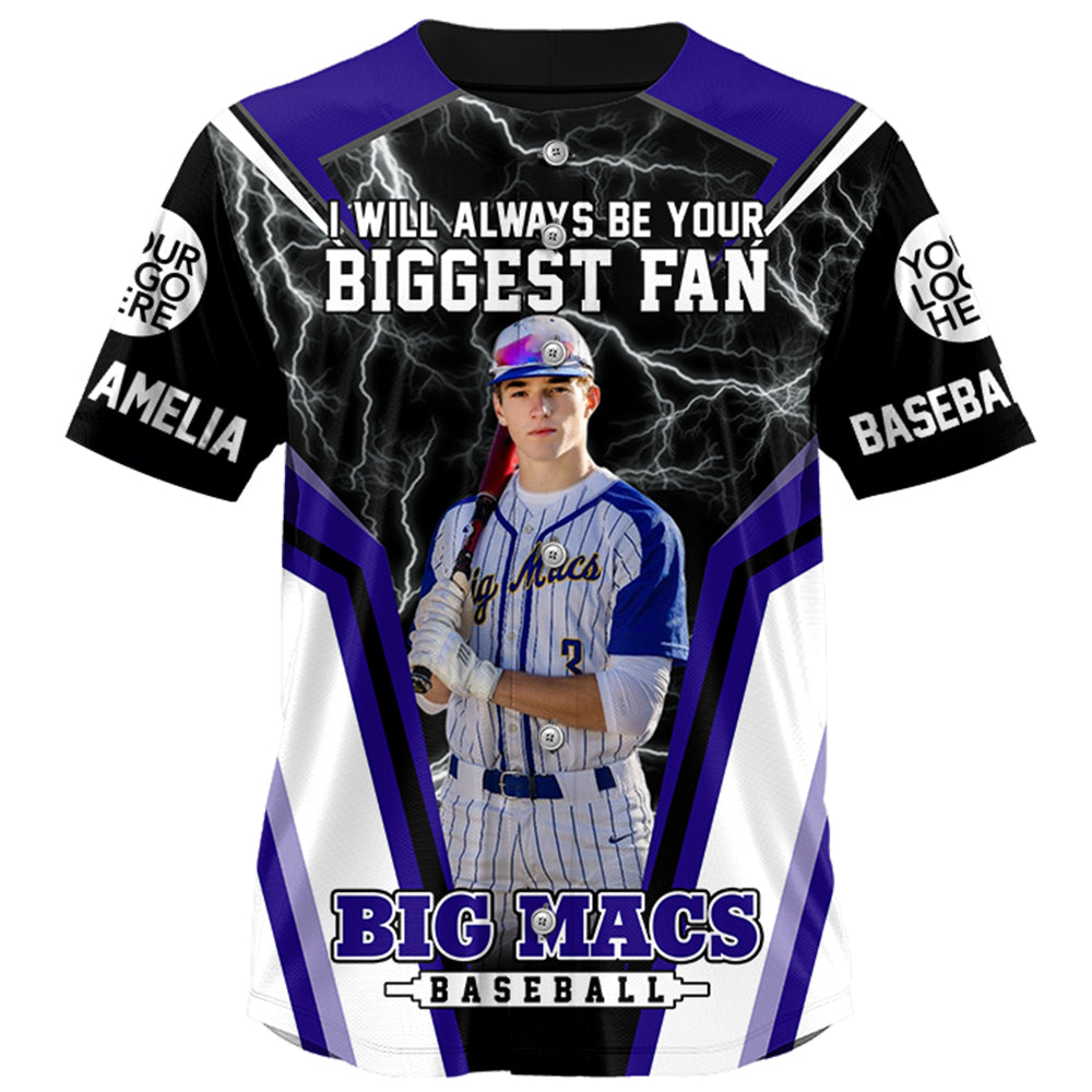 I Will Always Be Your Biggest Fan Personalized Baseball Jersey For Baseball Mom Grandma Sport Family
