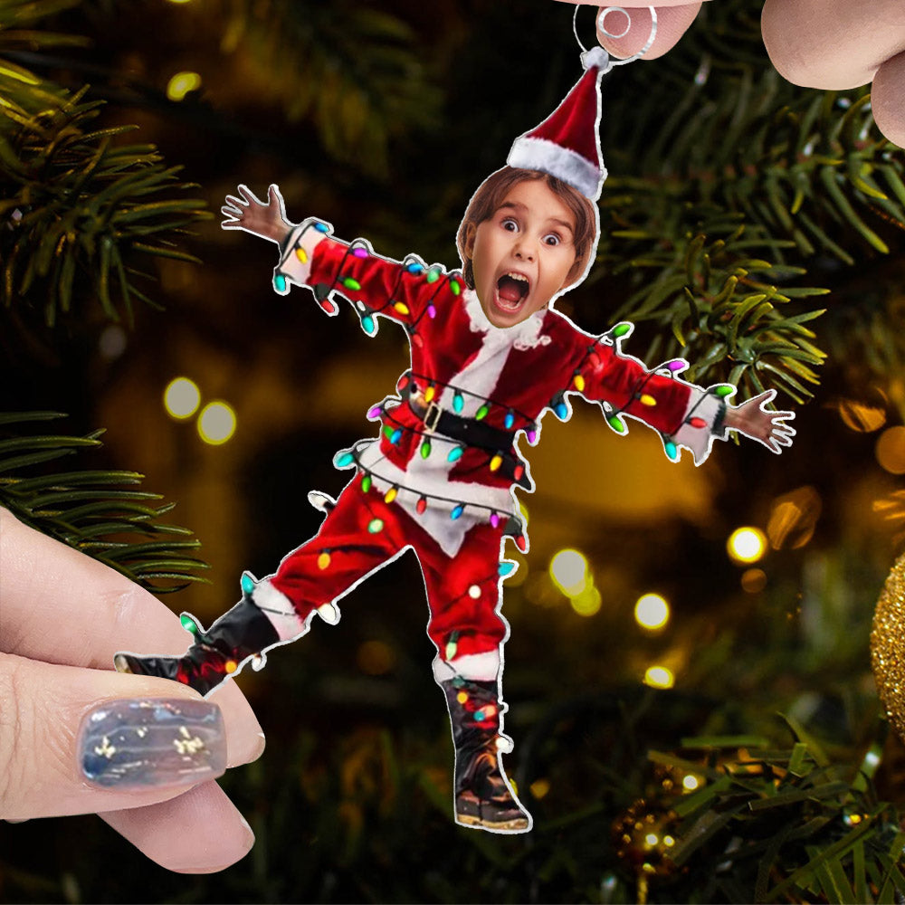 Funny Christmas Shocked Custom Face - Personalized Acrylic Photo Ornament