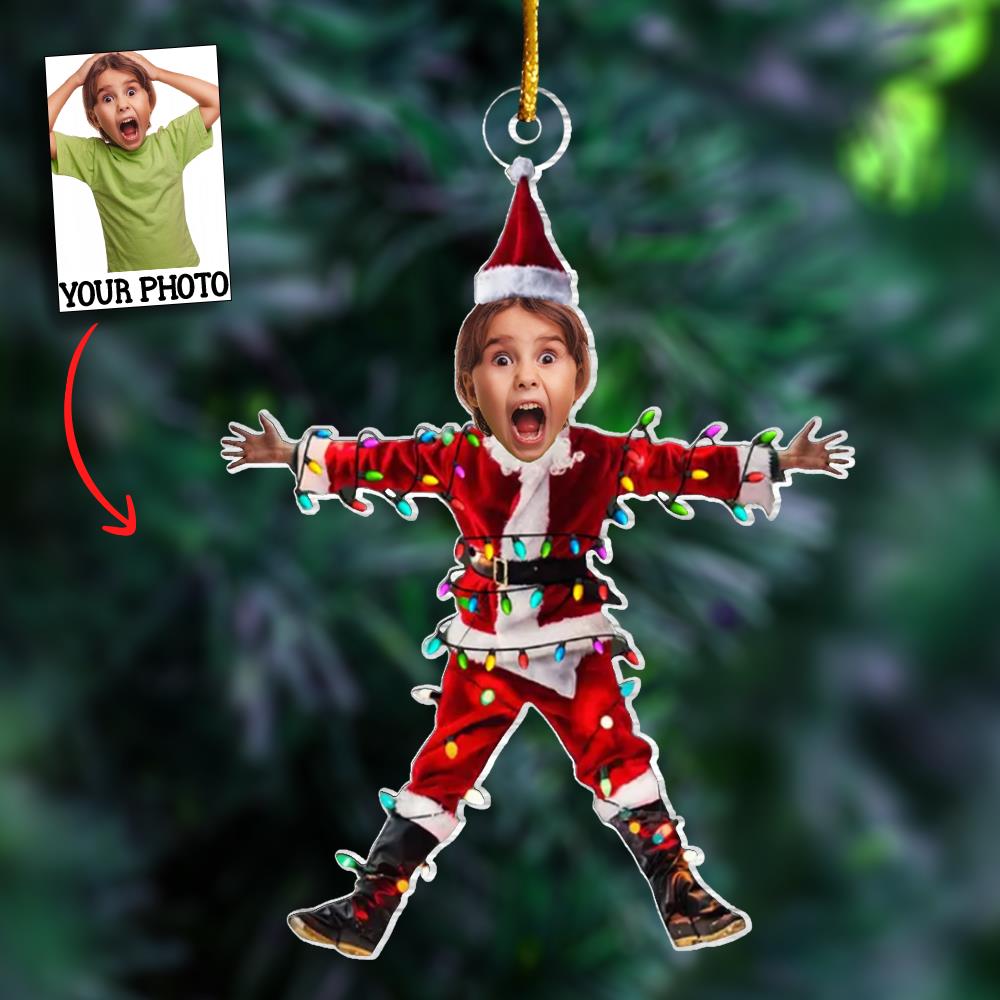 Funny Christmas Shocked Custom Face - Personalized Acrylic Photo Ornament