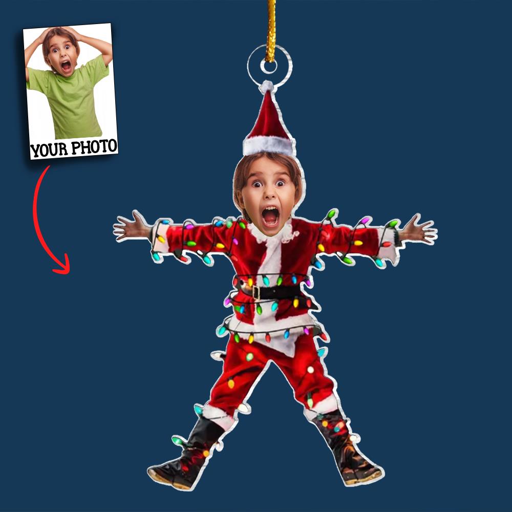 Funny Christmas Shocked Custom Face - Personalized Acrylic Photo Ornament