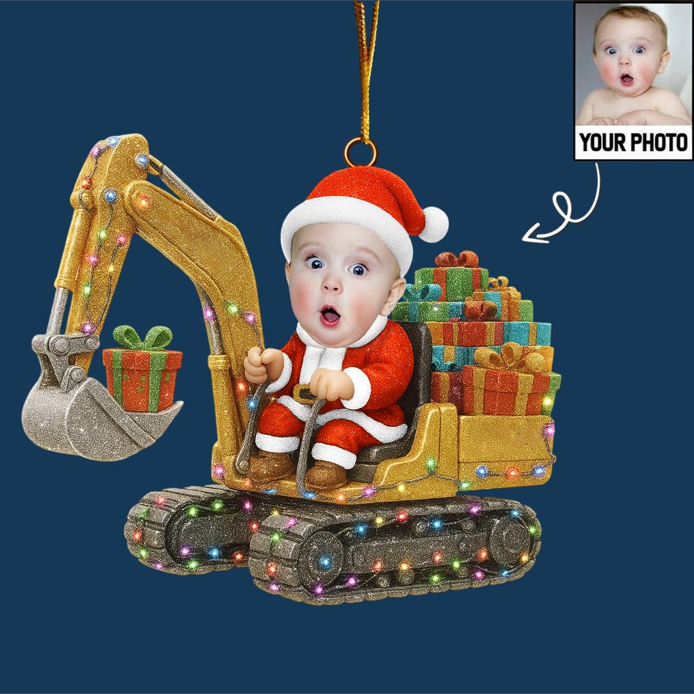 Personalized Upload Photo Excavator Christmas Ornament Gift For Boys Nh00
