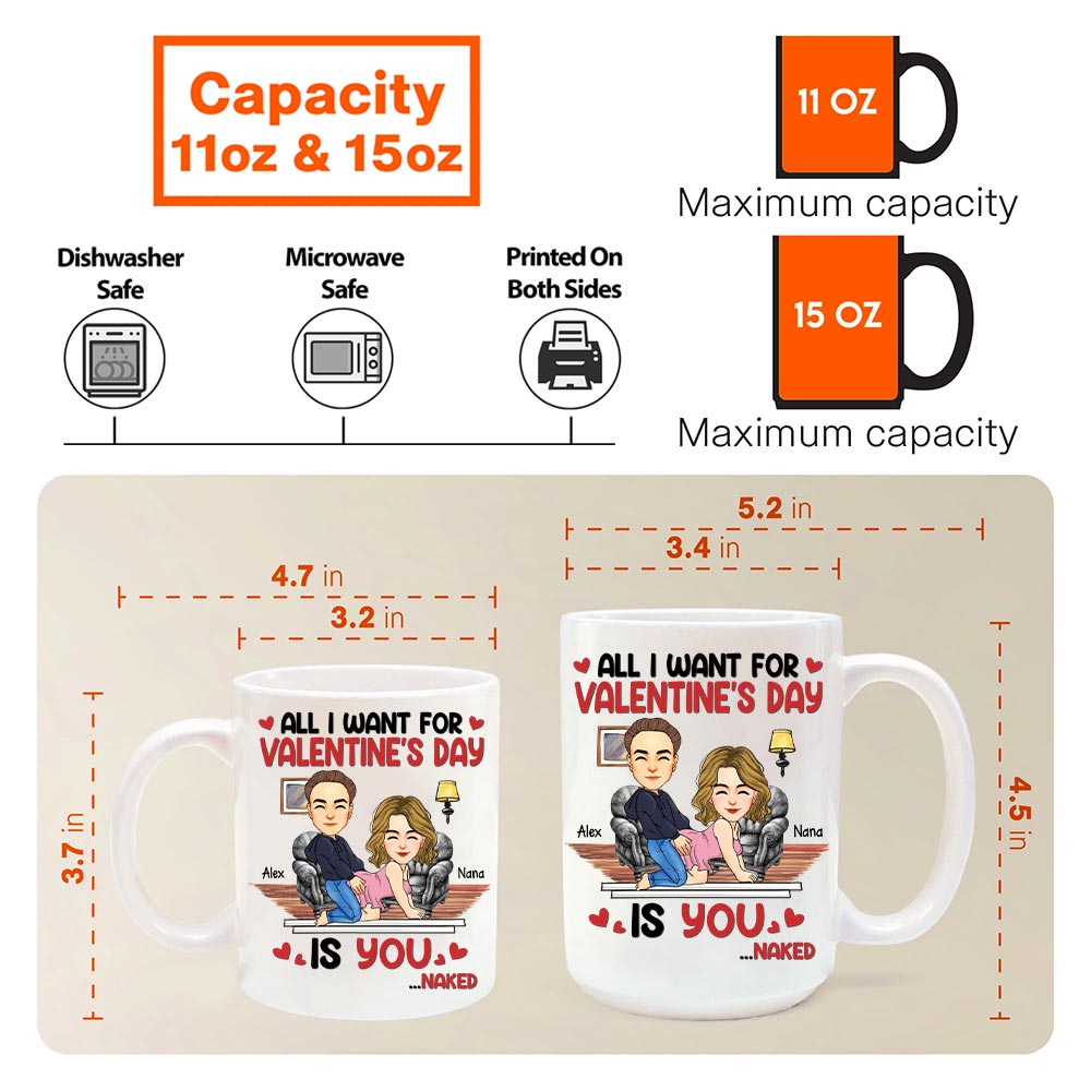 All I Want For Valentine's Day Is You... Personalized Custom Mug - Christmas Gift For Couple, Husband Wife, Anniversary Tu20