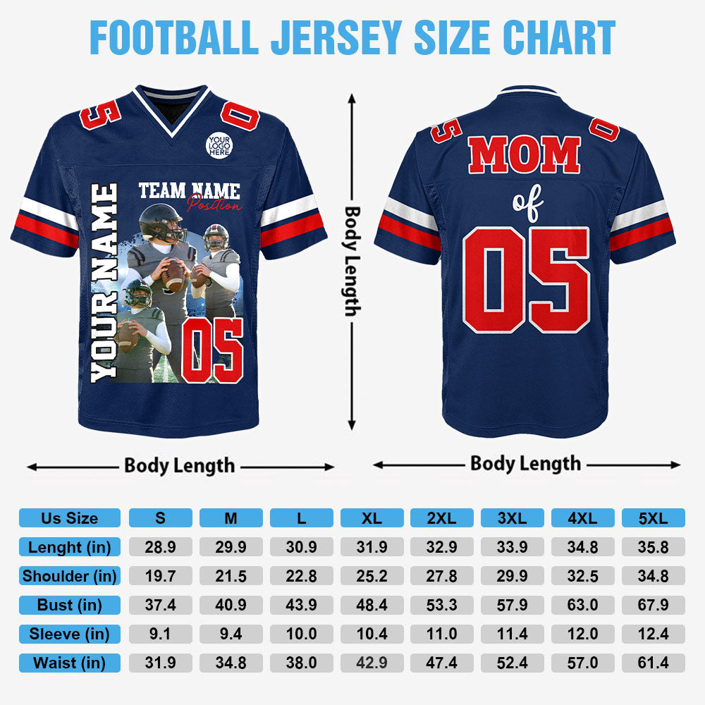 Customized American Football Photos Collage Football Jersey -Personalized Football Jersey With Name & Number Pt99