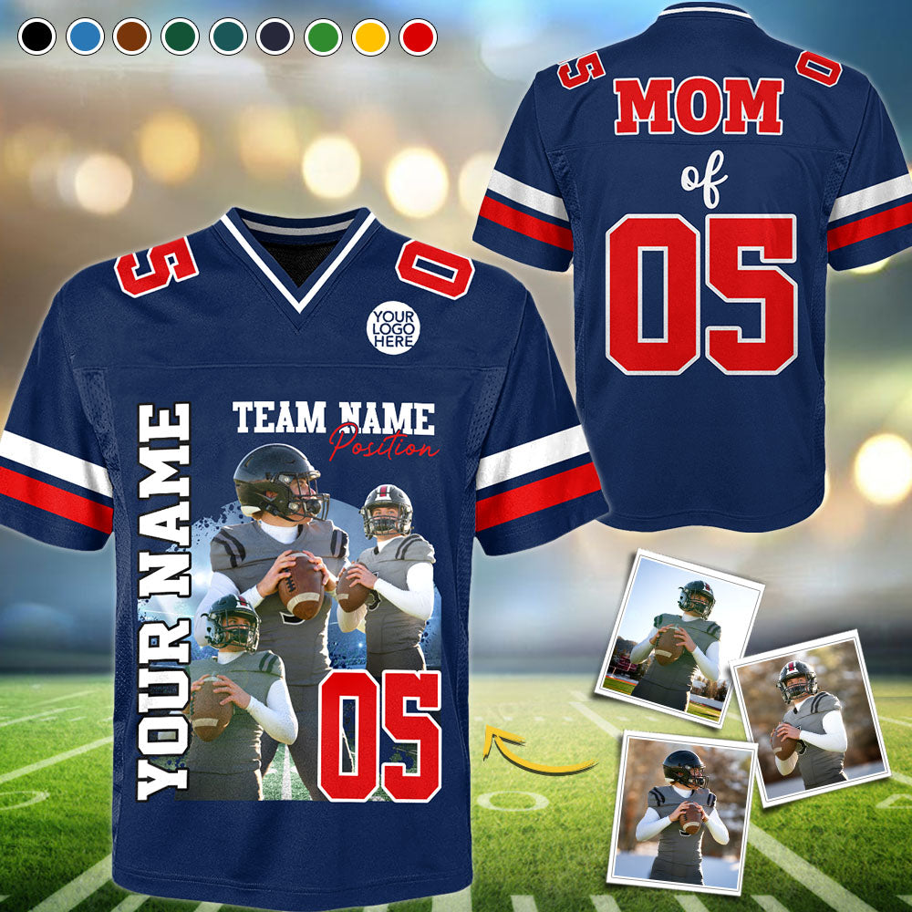 Customized American Football Photos Collage Football Jersey -Personalized Football Jersey With Name & Number Pt99