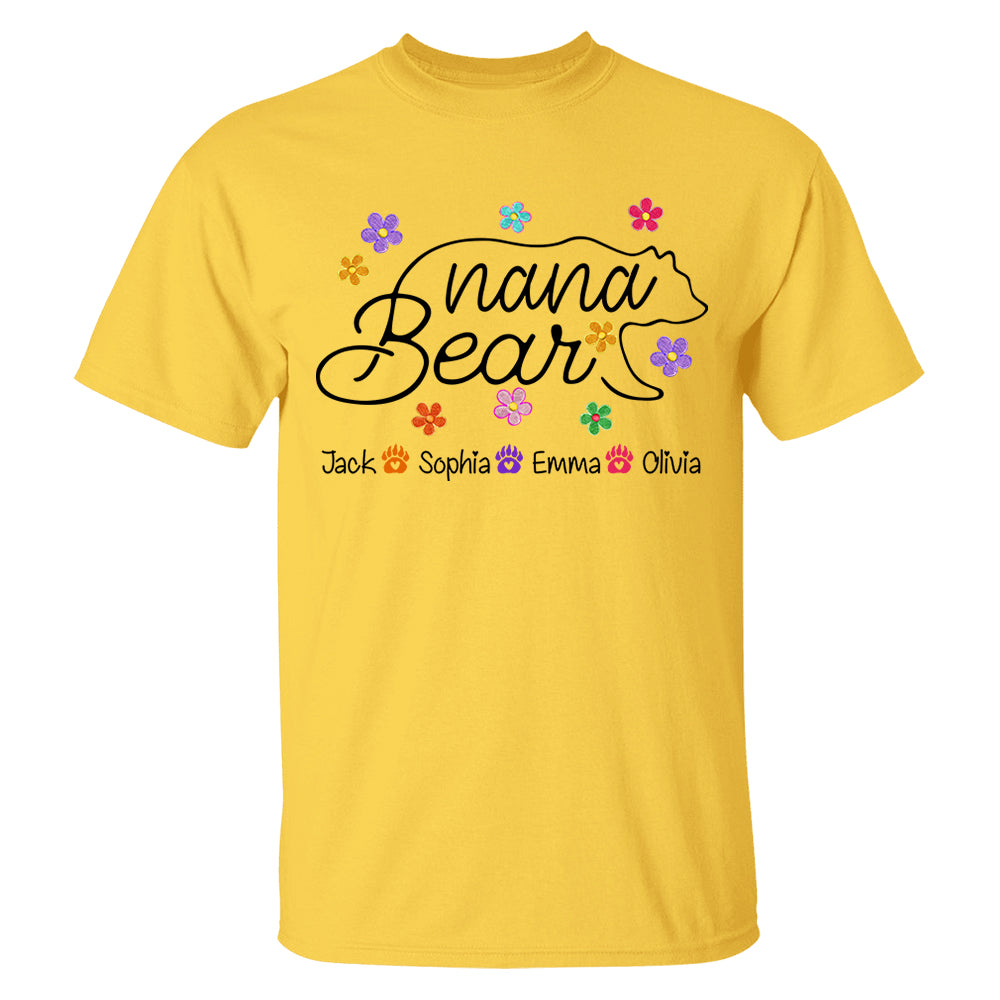Grandma Bear Flower Color With Grandkids Personalized Shirt - Mother's Day Gift