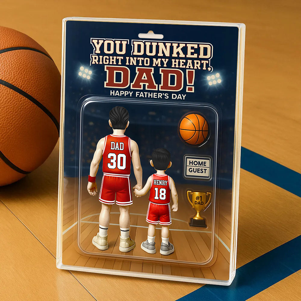 You Dunked Right Into My Heart Dad, Basketball Custom Figure Personalized Acrylic Block Plaque, Gift For Dad A2110
