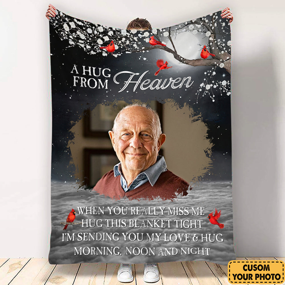A Hug From Heaven Personalized Photo Blanket - Cherished Memories