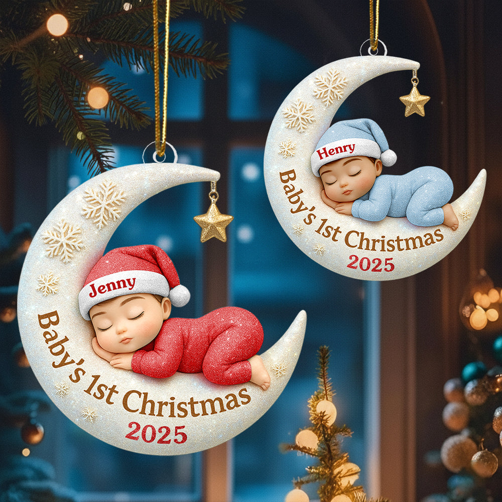 Baby's First Christmas Ornament, Personalized Newborn Christmas Ornament, Acrylic Christmas Ornament For Custom Baby, New Baby Gift Hv01