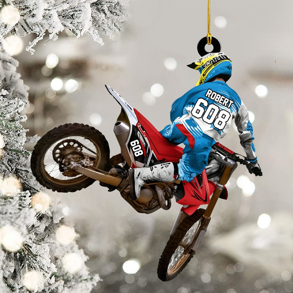 Custom Name Number Motocross Racer Ornament Gift For Motocross Lovers Christmas Ornament H2511 Trna