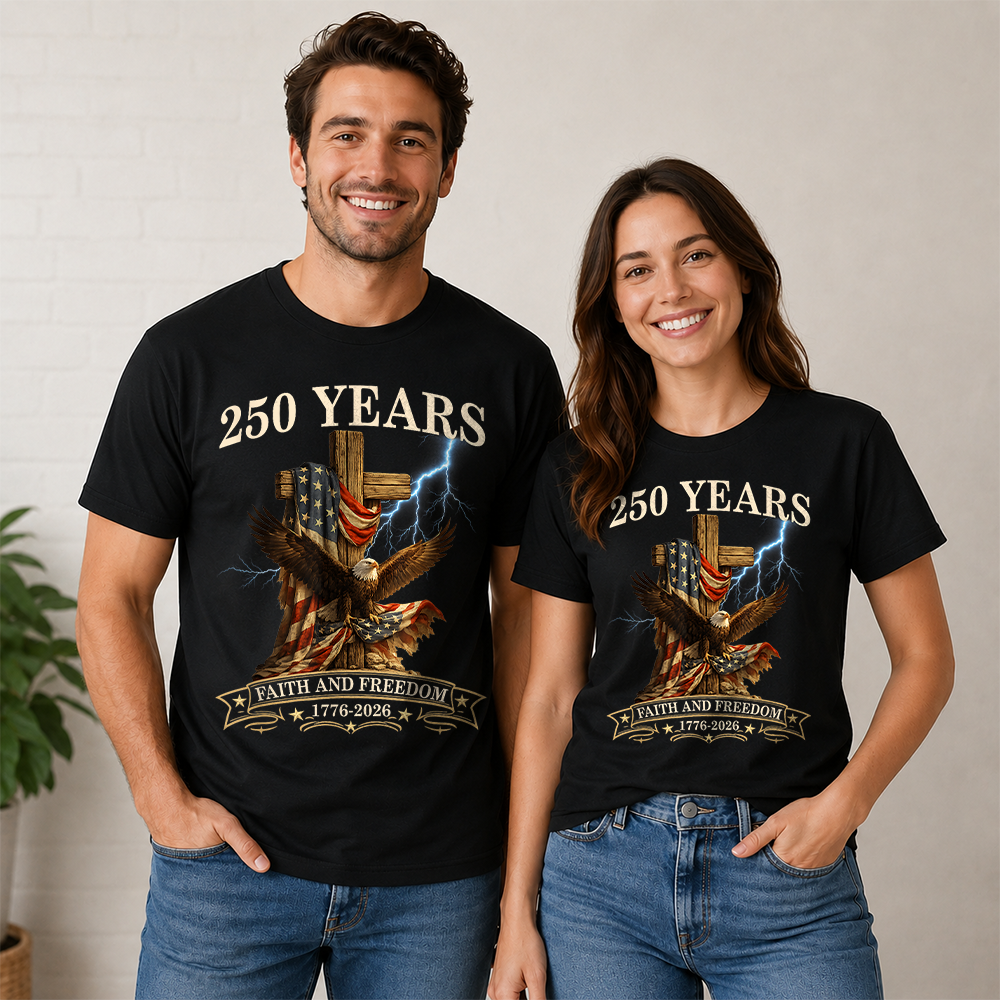Faith and Freedom USA 250th Anniversary T-Shirt, Christian 