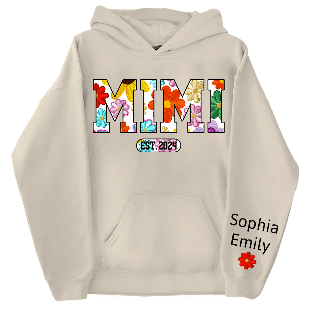 Personalized Mimi Est Spring Floral And Grandkid Shirt
