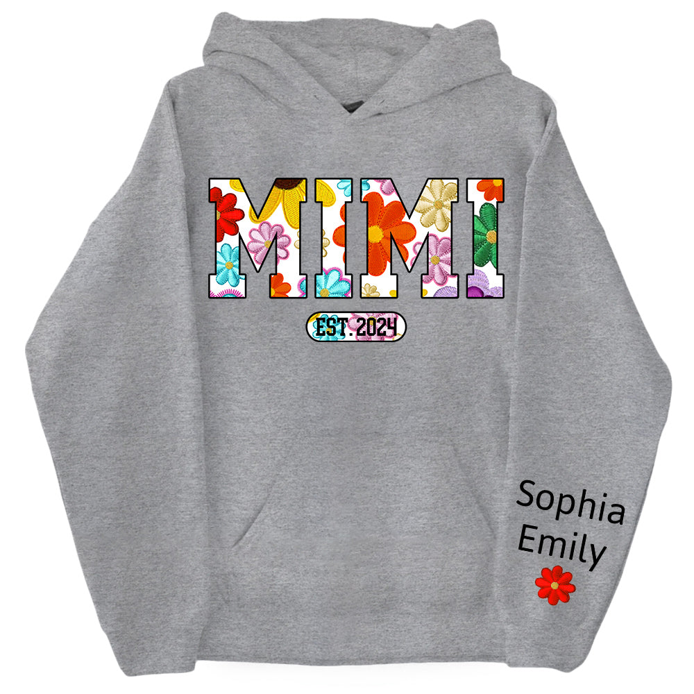 Personalized Mimi Est Spring Floral And Grandkid Shirt
