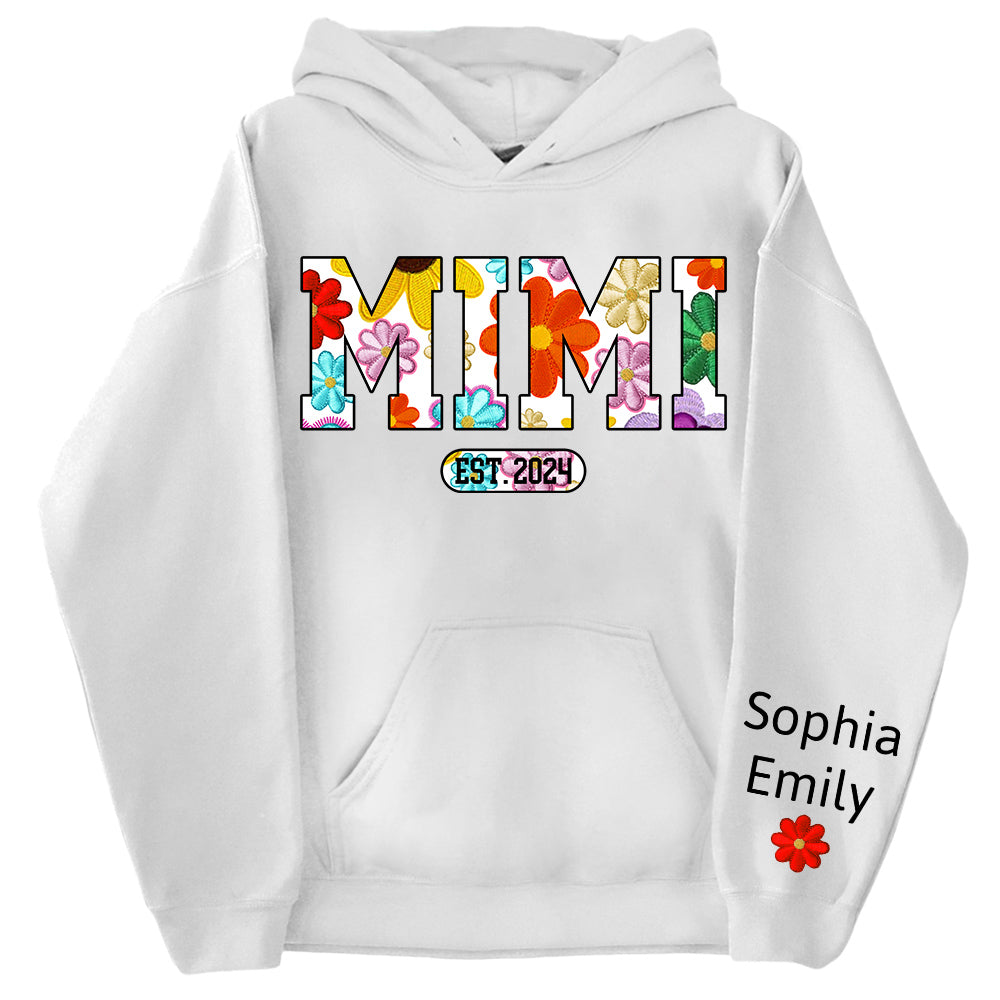Personalized Mimi Est Spring Floral And Grandkid Shirt