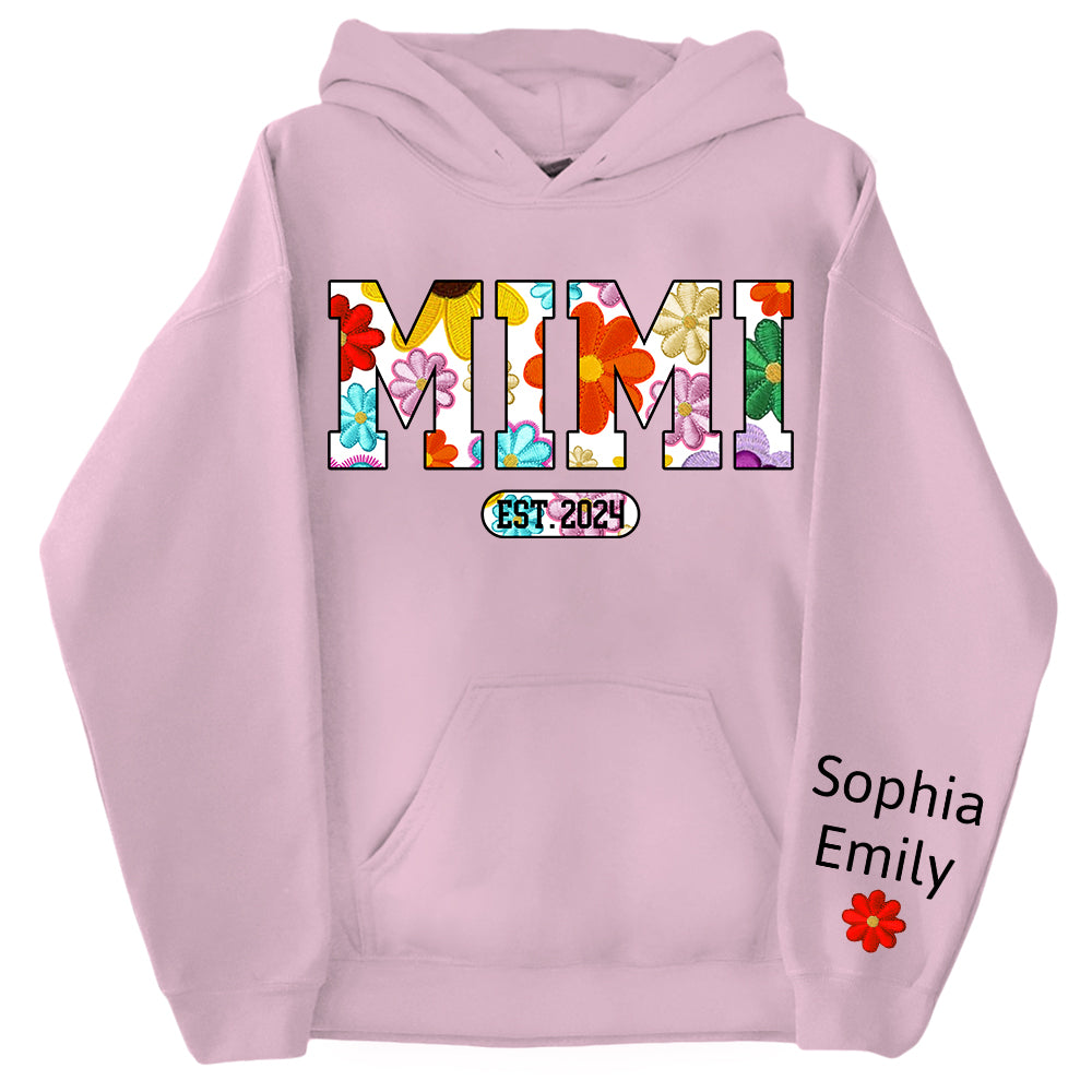 Personalized Mimi Est Spring Floral And Grandkid Shirt