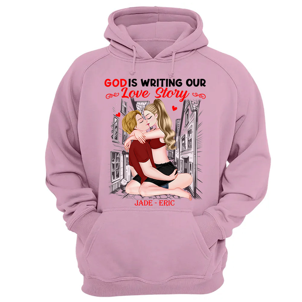 God Is Writing Our Love Story - Personalized Shirt For Couple