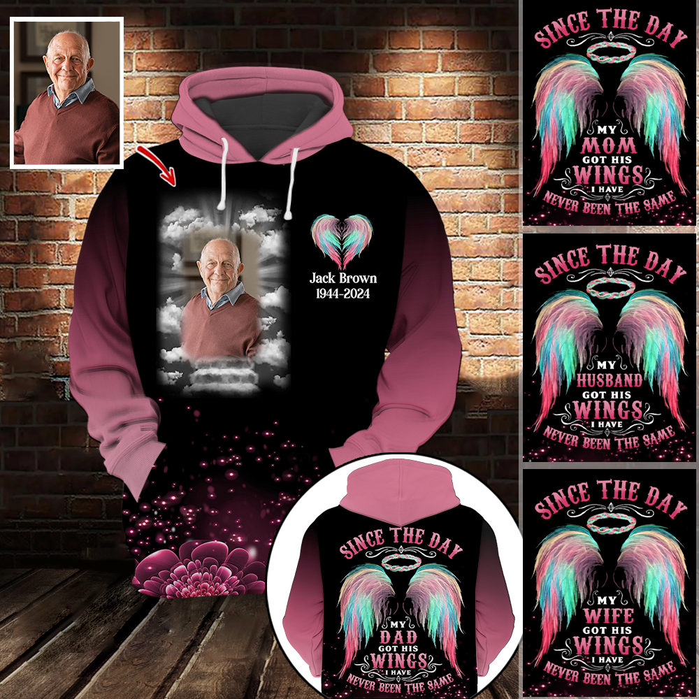 Since The Day My Loved ones Got The Wings - Personalized Photo Memorial Shirt Pa00