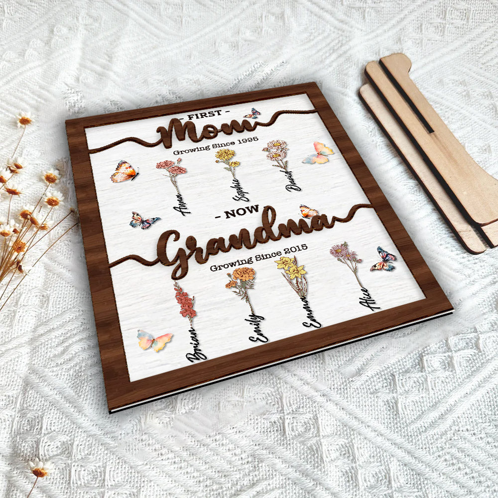 Mother's Day - Personalized Flower Birth Month Garden Wooden Sign Frame