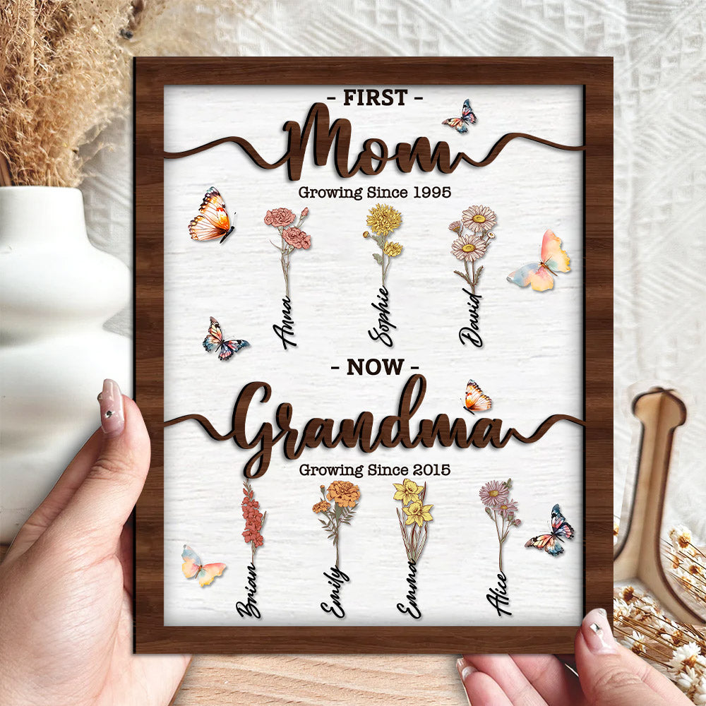 Mother's Day - Personalized Flower Birth Month Garden Wooden Sign Frame