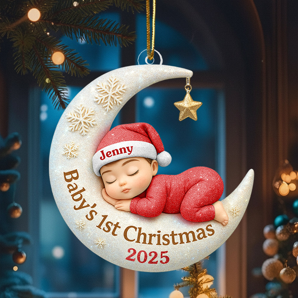 Baby's First Christmas Ornament, Personalized Newborn Christmas Ornament, Acrylic Christmas Ornament For Custom Baby, New Baby Gift Hv01