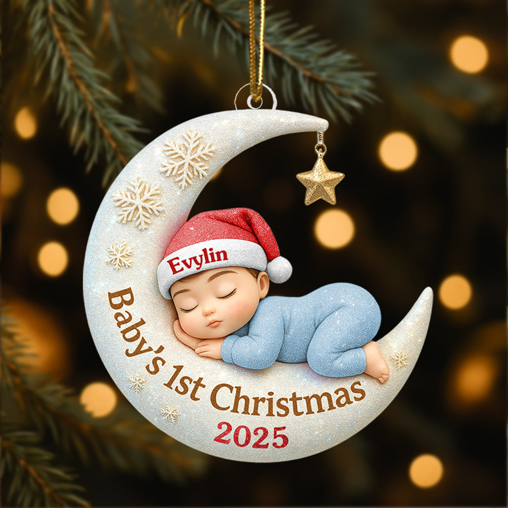 Baby's First Christmas Ornament, Personalized Newborn Christmas Ornament, Acrylic Christmas Ornament For Custom Baby, New Baby Gift Hv01