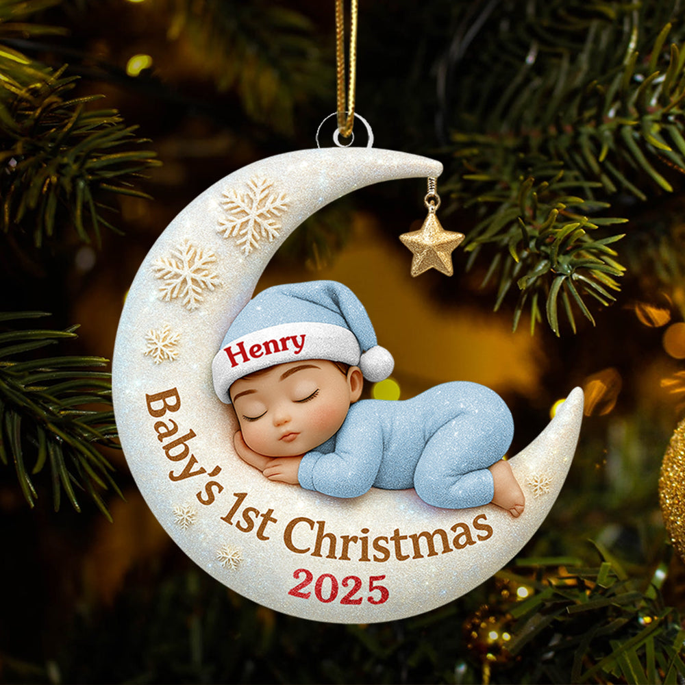 Baby's First Christmas Ornament, Personalized Newborn Christmas Ornament, Acrylic Christmas Ornament For Custom Baby, New Baby Gift Hv01