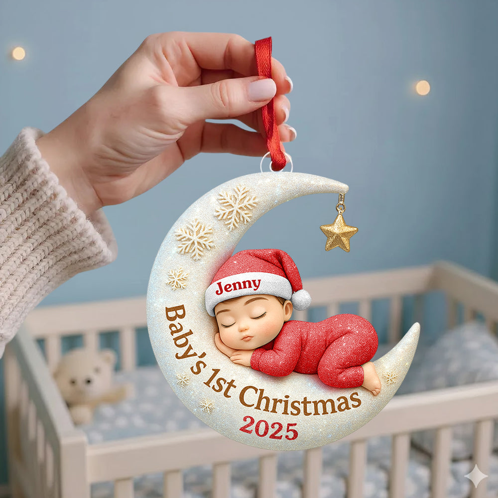Baby's First Christmas Ornament, Personalized Newborn Christmas Ornament, Acrylic Christmas Ornament For Custom Baby, New Baby Gift Hv01