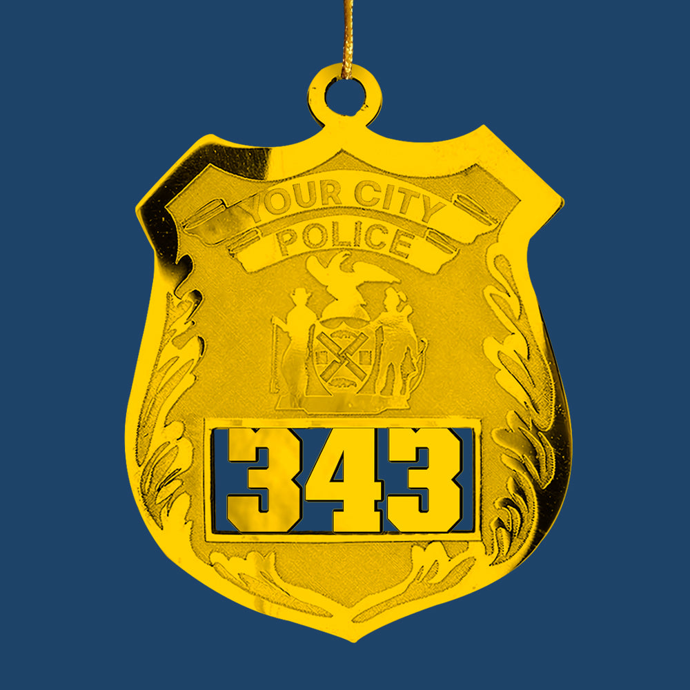 Police Officer Personalized Acrylic Ornament - Police Retirement Gift - Police Badge Ornament - Police Badge Personalized Ornament With Any Number & Dept
