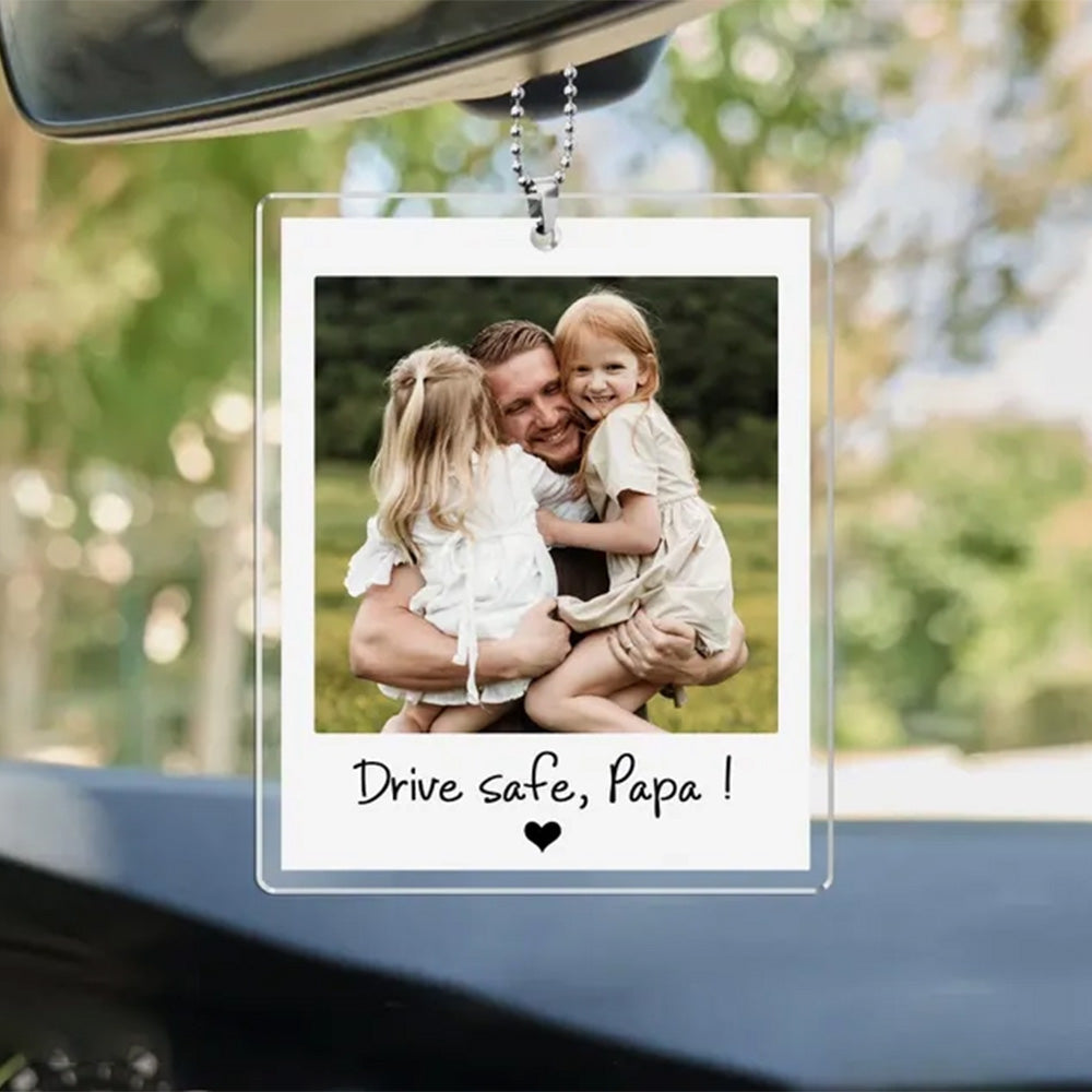 Custom Dad Photo Car Visor Clip, Fathers Day Gift For Dad, Drive Safe Daddy, Husband Gift Drive Safe Sun Visor Clip, Dad Car Accessories Pt99