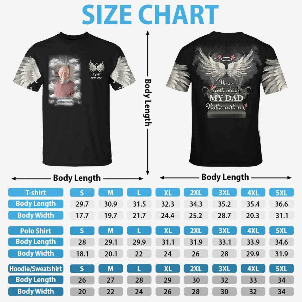 Never Walk Alone My Love Walks With Me - Personalized Photo Memorial Shirt Pa00