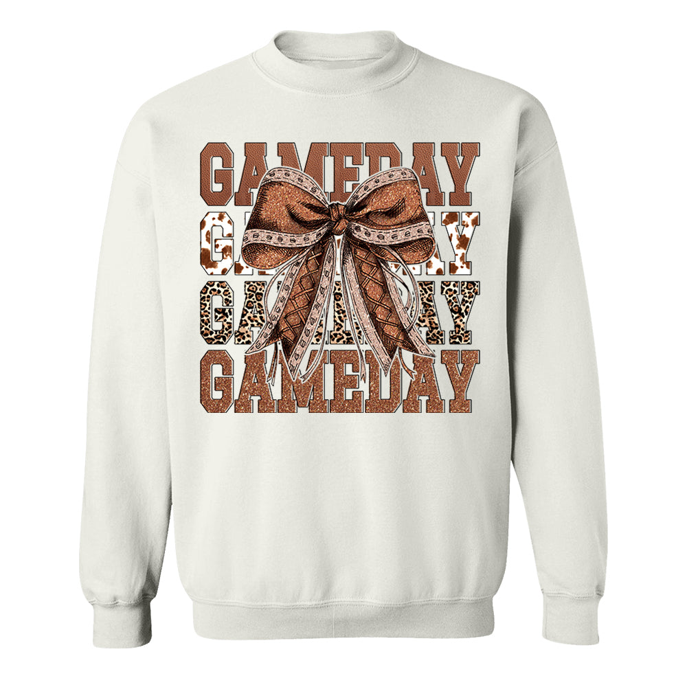 Game Day Glitter Football Coquette Bow Shirt