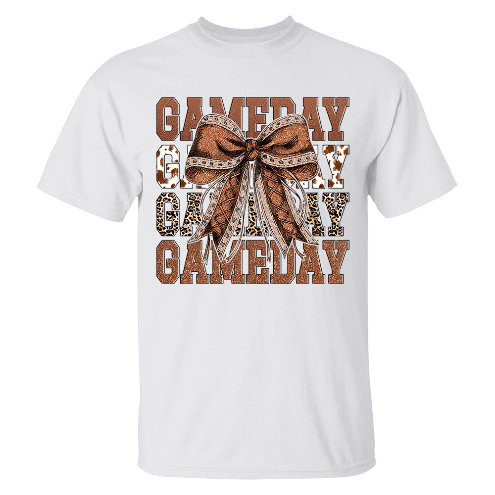 Game Day Glitter Football Coquette Bow Shirt