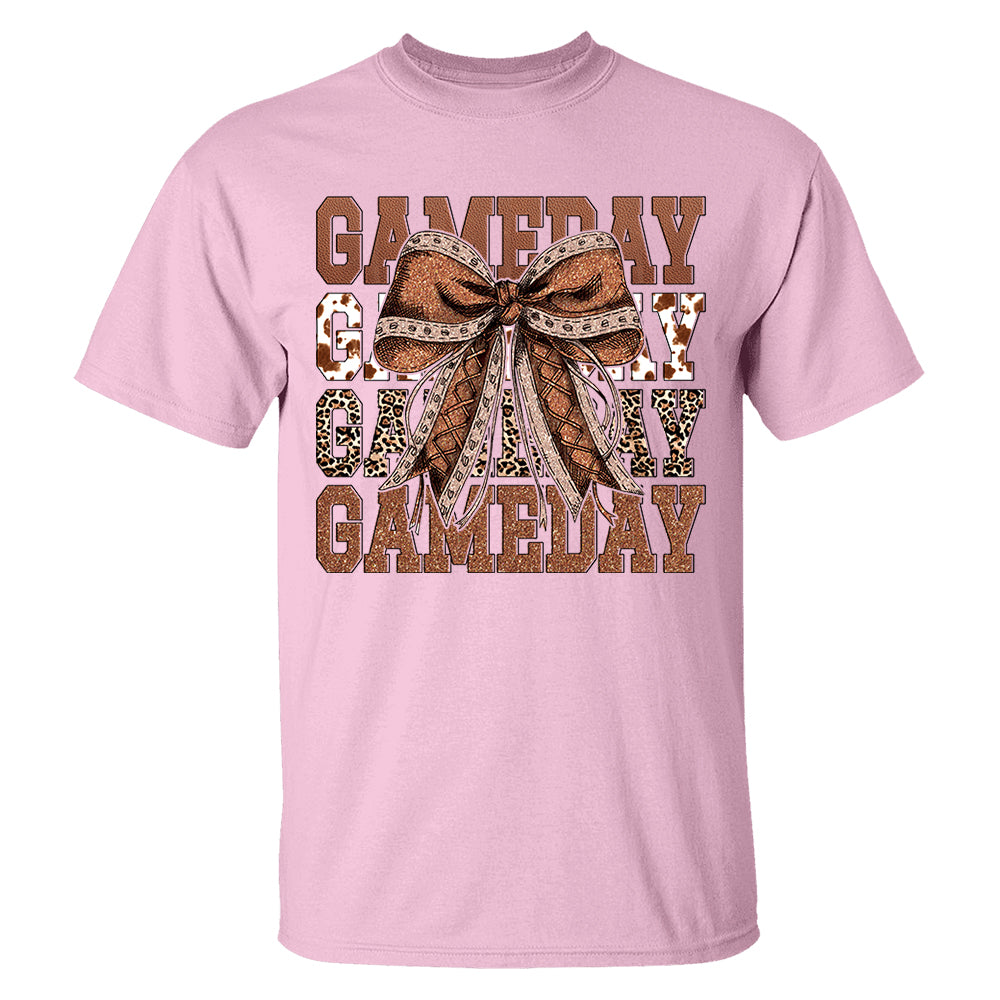 Game Day Glitter Football Coquette Bow Shirt